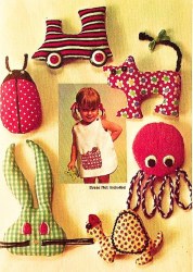 8531 SIMPLICITY 89 6 STUFF TOY TRAIN, OCTOPUS, BUNNY, LADYBUG, TURTLE, CAT PATTERN